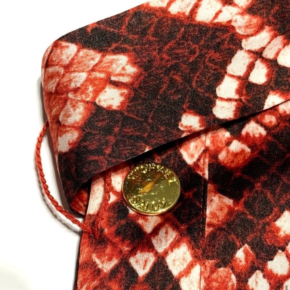 Michael Michael Kors Red Dragon Silk Sleeveless Tie Waist Slit Maxi Dres… - Picture 9 of 13